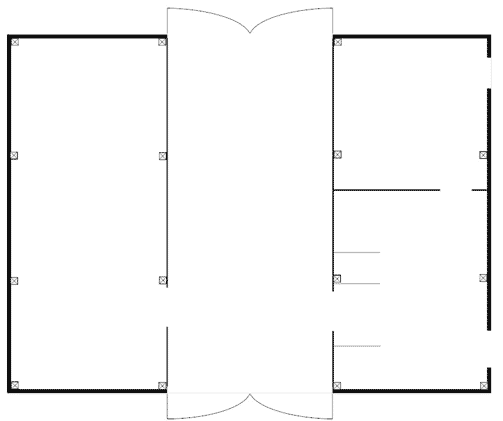 Schematic floor plan for an English barn