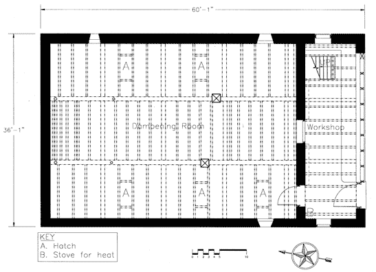 Lower Level Floor Plan, Herr Farm tobacco barn, Lancaster County.