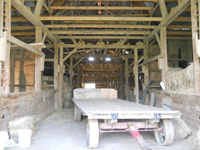 Barn interior showing mow arrangement.