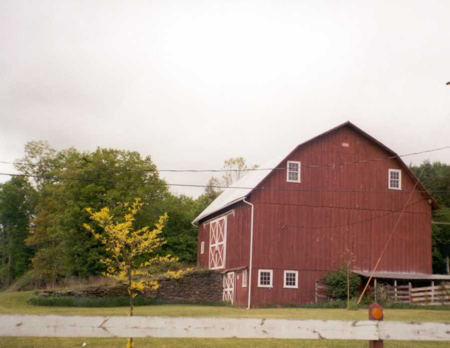 Image of a basement barn with gambrel roof from Tioga County
