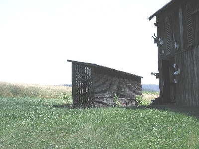 Image of a wood frame corn crib in Columbia County