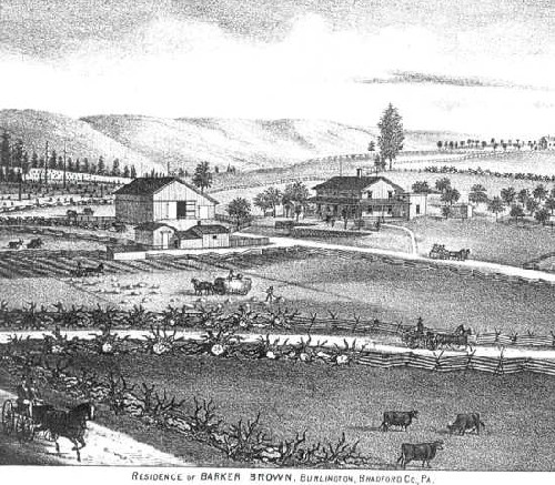 Drawing of David Croft's farm in Bradford County