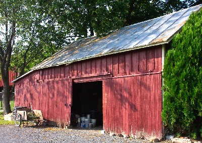 Image of a wagon shed with a coal bin extension in Delaware Township, Northumberland County