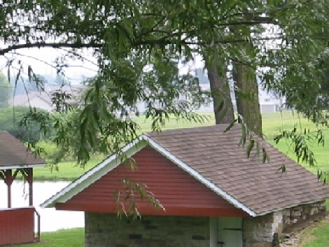 Image of the gable end of a springhouse in Wolf Township, Lycoming County