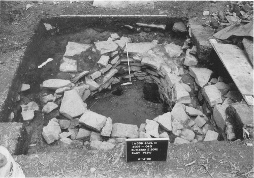 Stone-lined well after excavation