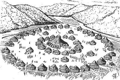 Artist's reconstruction of the Foley Farm Site