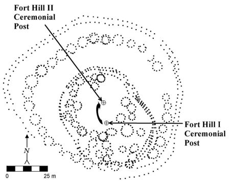 Site map of Fort Hill produced by Edgar Augustine in 1942.  Fort Hill I is the smaller oval occupation located within Fort Hill II's plaza