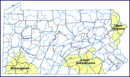 Map of Watersheds of Pennsylvania