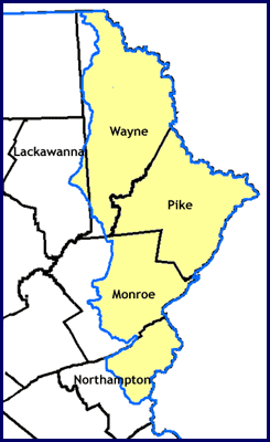 Map illustrating the location of the Upper Delaware River Subbasin