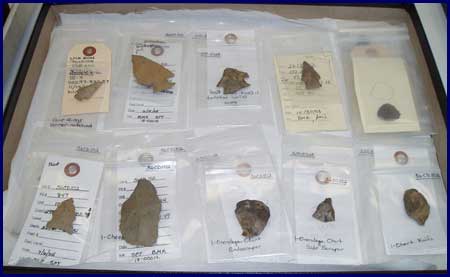 Each artifact is labeled and bagged according to where it was found.