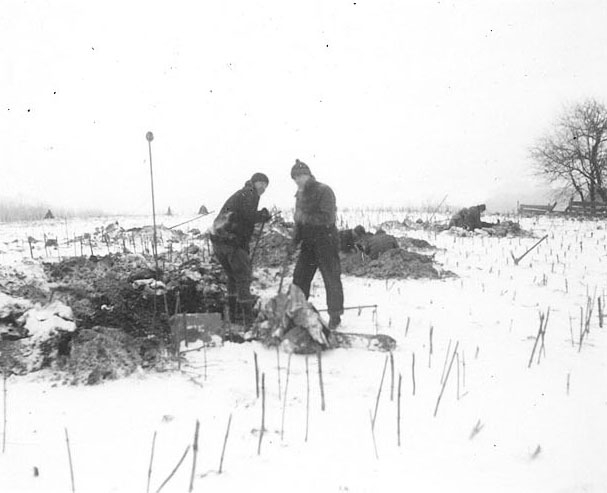 Winter excavations by a WPA crew at the Troutman Site.