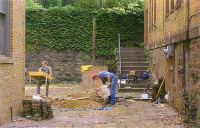 Archaeologists working at site 36AL0578, Braddock Borough, Allegheny County
