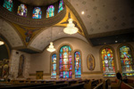 Stained glass windows and paintings