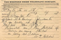 Western Union Telegram to Hastings