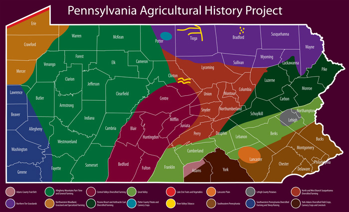 Pennsylvania's Historic Agricultural Regions Map