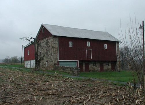 Barn with upper eaves door, Berks County. mid-19th century