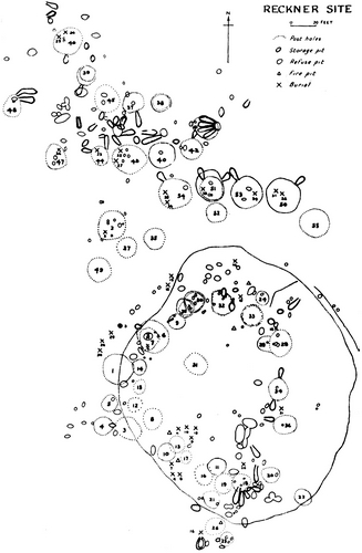 Site map of Reckner produced by Edgar Augustine in 1942.