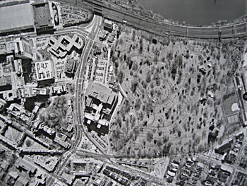 Aerial photograph of cemetery