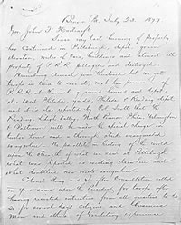 Letter from Adjutant General John W. Latta to Governor Hartranft