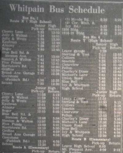 Whitpain Bus Schedule Courtesy of Ambler Gazette